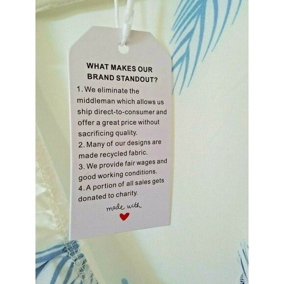 Blue & White Flowy Dress FEATHERS Ruffle Womens XXL New - Picture 6 of 10